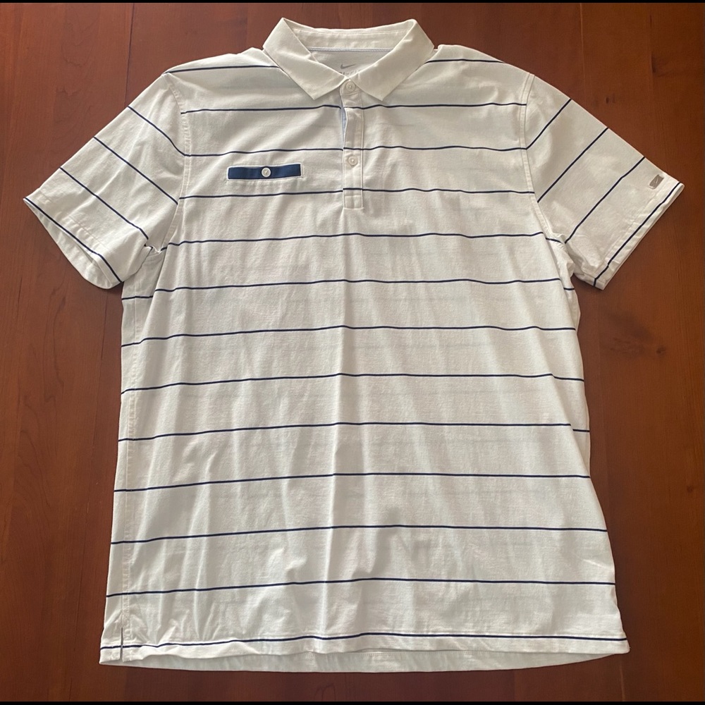 Men’s Nike Player Striped Golf Shirt Polo XL White